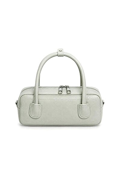 KADRİYE BAŞTÜRK Contrast Stitching Detailed Baguette Bag Green