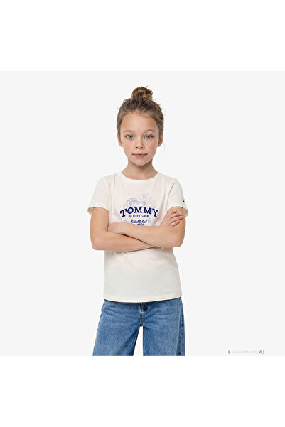 Tommy Hilfiger Flower Çocuk Beyaz T-Shirt