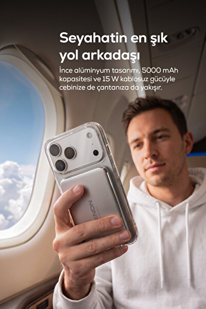 Xenon Smart Kablosuz Powerbank 15W 5000 Mah, Manyetik, 22.5W PD USB-C, İnce Alüminyum Gövde (X6440)