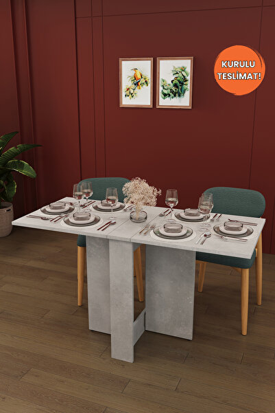 asratrend Lüks Katlanır Mutfak Yemek Masası %100 MDF Pratik Çalışma Masası KM32