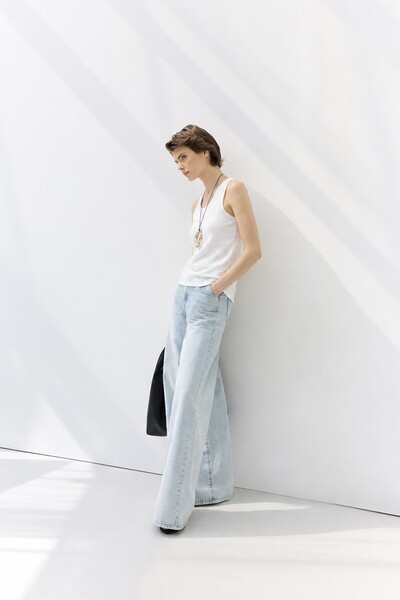 KADRİYE BAŞTÜRK Wide Leg Jeans Light Blue