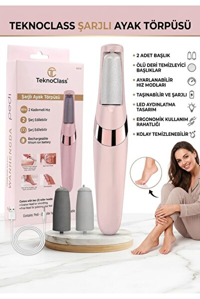 TeknoClass Şarjlı Ayak Törpüsü Pedikür ve Ayak Bakım Aleti Ayak Tabanı Bakım ...