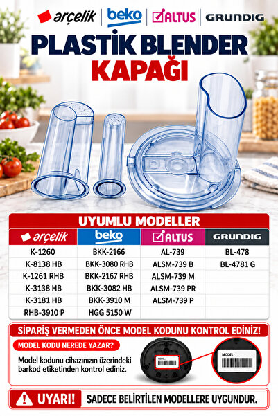 Arçelik K 1260 Rhb Blender Plastik Kapak
