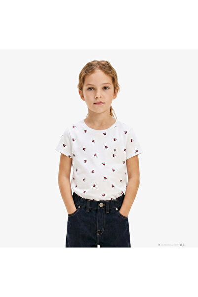 Tommy Hilfiger Little Çocuk Beyaz Crop T-Shirt