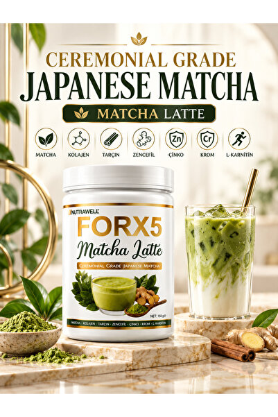 FORX5 Matcha Latte -Kolajen Lkarnitin Çinko Krom Zerdeçallı Ceremonial Grade ...