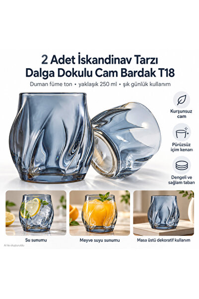 Yenigeldi 2 Adet İskandinav Tarzı Bardak Burbon Kokteyl Bardağı T18