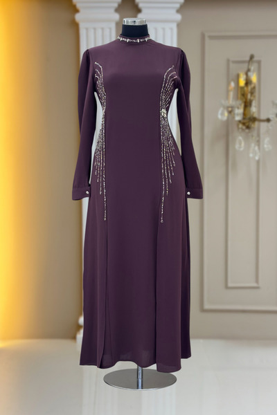 Amine Hüma Duru Abiye Elbise Violet