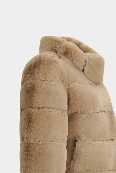 Açelya Okcu Premium Stand Collar Women's Rex Faux Fur Jacket