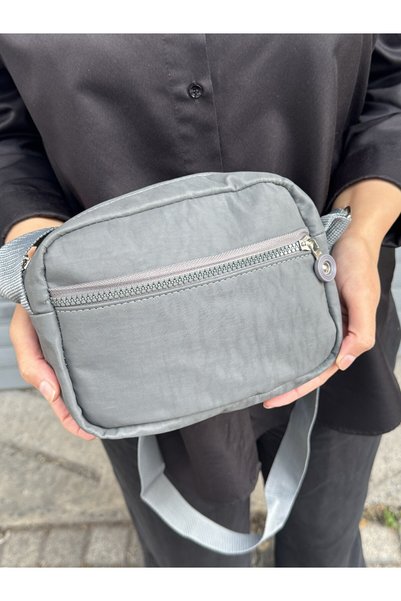 PurpleART Women's Gray Daily Crinkle Cross Strap Shoulder Bag Crinkle Bag