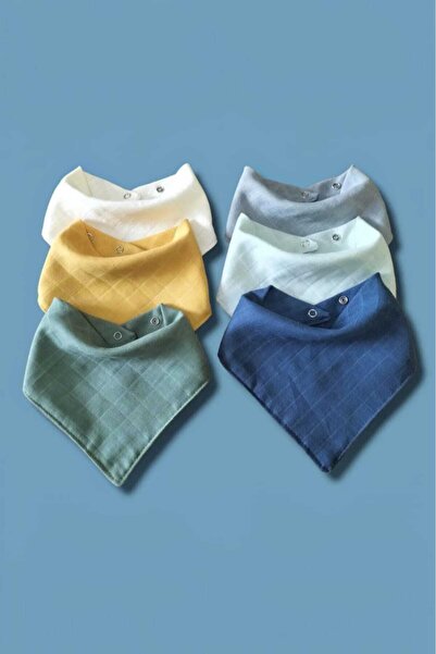sağel 100% Cotton 6 Pieces Muslin Collar Bib Double Layer Two Snaps Bulut (Sc...