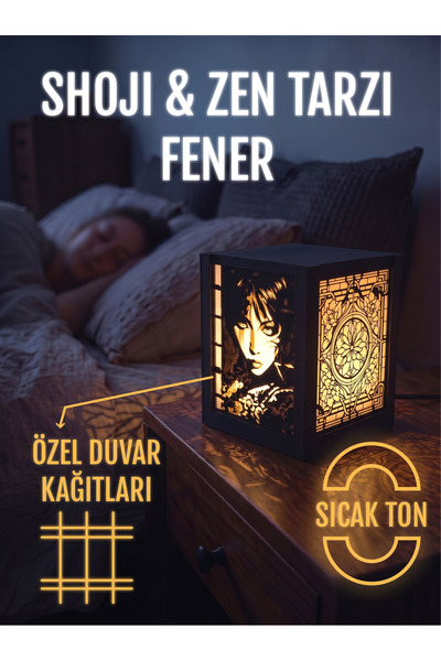 Serie Lumina | Shoji Masa ve Gece Lambası - Zen Konsept Özelleştirilebilir Japon Feneri (Sıcak LED Ambiyans Işığı)