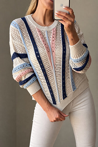 gozdefashion Women's Colorful Striped Sweater