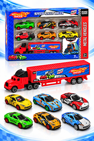 Toysan Metal Tırlı 7’li Mini Araba Seti – 1 Tır + 6 Metal Araba (1/64 Ölçek)