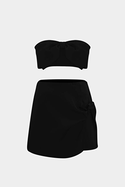 Açelya Okcu Premium Bow Detailed Bustier Skirt Top and Bottom Women's Set