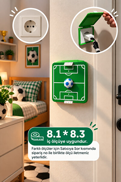 3dvectory Futbol Sahası Tasarımlı Priz Koruma Kapağı – Kapaklı Dekoratif Priz...