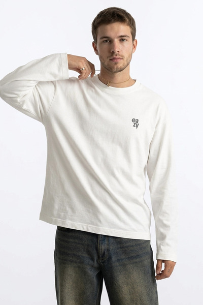 Eazy Co Eazy Unisex Oversize Long Sleeve T-Shirt 100% Cotton Logo Printed Ecr...
