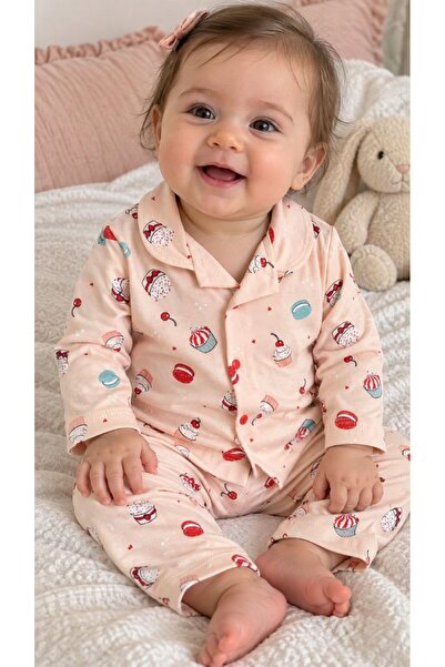 Genel Markalar Kız Bebek Cupcake Desenli Pembe 2'li Pijama Takımı
