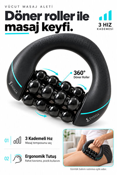 Roller Yeni Nesil 360° Döner Masaj Aleti Boyun Omuz Sırt Bacak Rahatlatıcı Vücut Masajı Roller Şarjlı Selülit