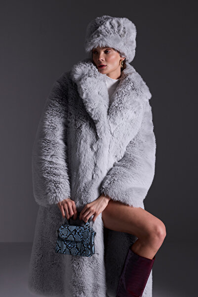 Açelya Okcu Premium Long Furry Women's Rex Faux Fur Coat