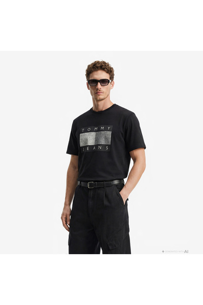Tommy Hilfiger Flag Bearer Erkek Siyah T-Shirt
