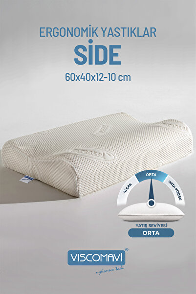 viscomavi Side Visco Yastık–Çift Yükseklikli (12/10 cm)-Ergonomik-Astarlı-Doğ...
