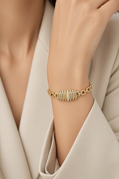 XUPING JEWELRY سوار من ستايل إنسي/كسوبينج جويلري مرصع بحجر الزركون على شكل ضلع