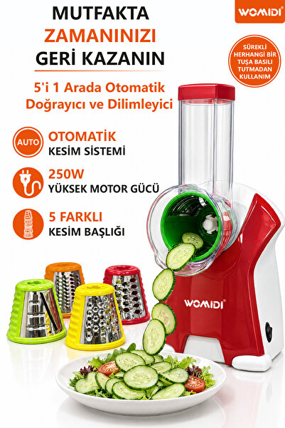 womidi 5'i 1 Arada Otomatik Doğrayıcı ve Dilimleyici Makine -Rende- Salata Ma...