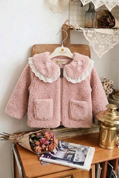 PARK BEBE Kız Bebek Vintage Tarz Peluş Ceket Hırka Yumuşak Dokulu Cepli Bebe ...