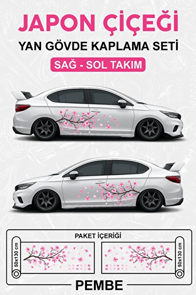 Stikacar JAPON ÇİÇEĞİ SAKURA - Yan Gövde Sticker Seti Kaplama
