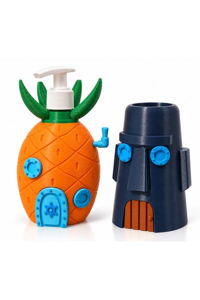 Maflen Ananas Evi Sabunluk 220 ml Ve Moai Evi Fırçalık Banyo Seti
