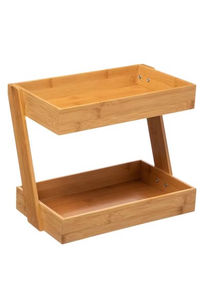 Generic Brand Raft de colț pentru bucătărie 5Five, 2 niveluri, bambus, 26x22x31cm, maro