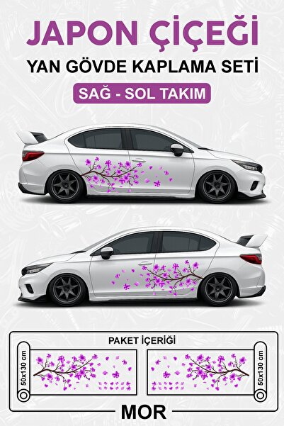 Stikacar JAPON ÇİÇEĞİ SAKURA - Yan Gövde Sticker Seti Kaplama