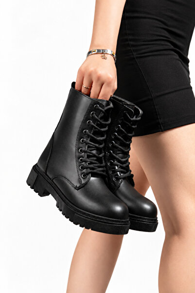MY GROSS SHOES Γυναικείες χειμερινές μαύρες μπότες με πλήρη γούνινη επένδυση,...