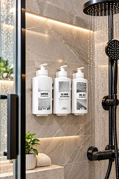 Hyd Kilitli Mekanizmalı Modern 2 Adet 3'lü Banyo Seti 400ml Aparatlı Plastik ...