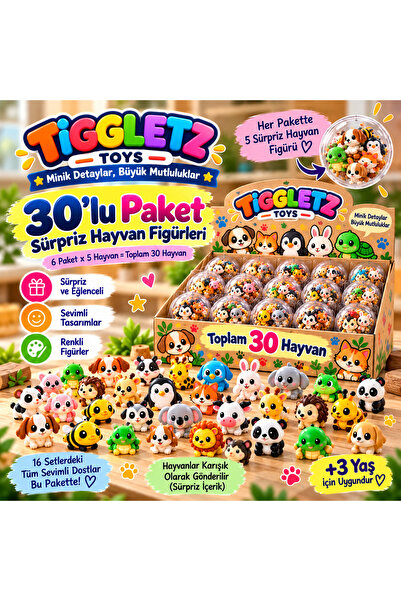 MİNİKOM TOYS 🐾 Tiggletz 30’lu Sürpriz Hayvan Küreleri – 5’li Figürlü Eğlence...