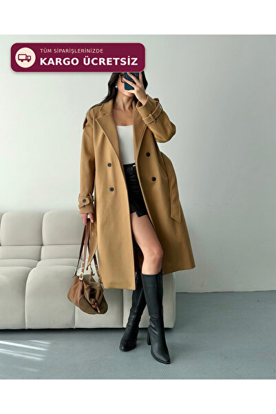 FERZOLAİO Premium Modern Camel Kaşe Kaban