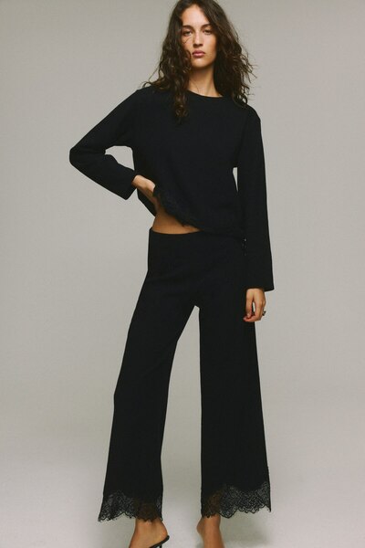 H&M Dantel Şeritli Pull-on Pantolon