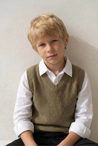 RG Brand Children's V-Neck Thessaloniki Knitwear Sweater Khaki 3–9 Years |   ...