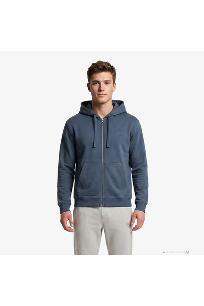 HUGO Dapo Fermuarlı Erkek Mavi Sweatshirt