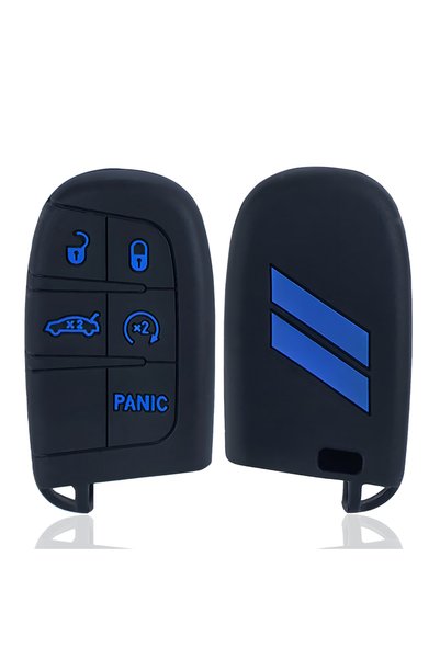 Choice1 black blue Silicone Car Key Case Cover for Jeep Renegade Compass Gran...