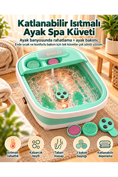 Katlanabilir Ayak Banyosu Masaj Küveti 8L Isıtmalı Hava Kabarcıklı Sessiz Ayak Spa