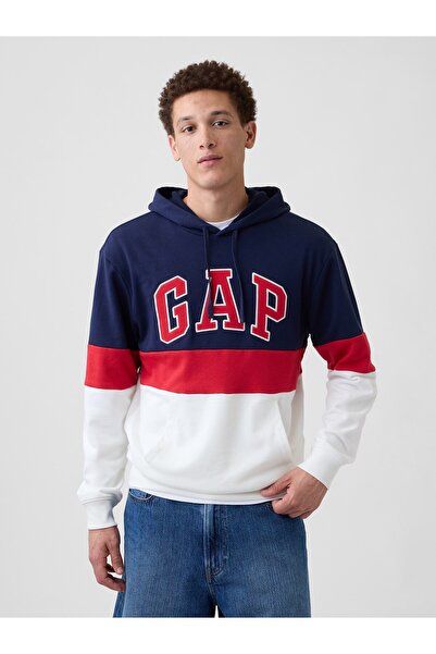 GAP Erkek Lacivert Logo Fransız Havlu Kumaş Sweatshirt