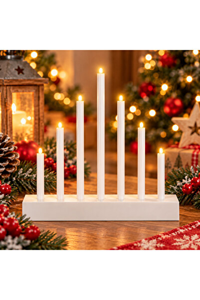 SERSIMO Lumânări decorative de Crăciun, 7 becuri LED, culoare argintiu