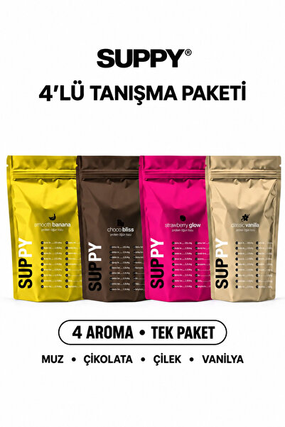 suppy Öğün Tozu Tanışma Paketi 4’lü – Strawberry, Choco, Banana & Vanilla Kar...