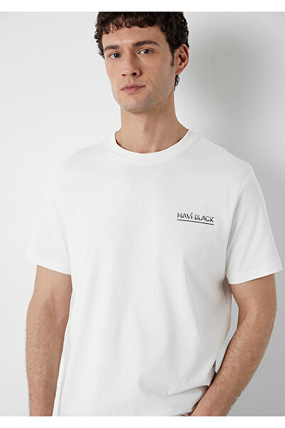 Mavi M0613533 Black Printed T-Shirt Men's T-Shirt White