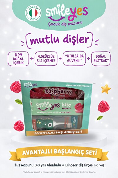 Smile yes 1-5 Yaş Bebek Diş Fırçası Yeşil + 0-3 Yaş Florürsüz Yutulabilir Beb...