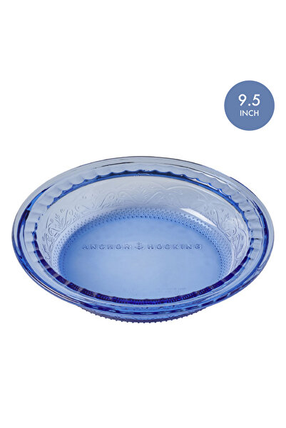 Anchor Hocking Glass Pie Dish 9.5 Inch, Laurel Embossed Round Pie Plate for B...