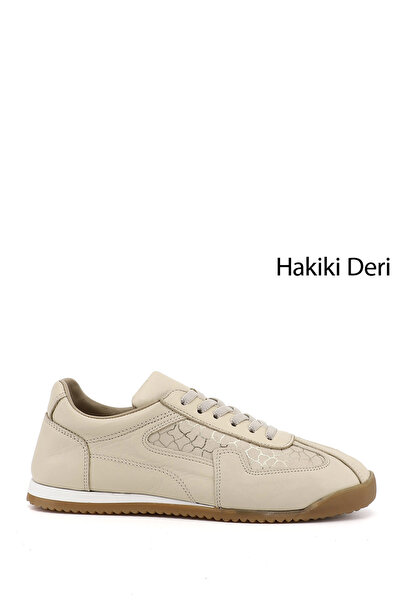 GÖNDERİ(R) Kadın Bej Lastik Bağcıklı Hakiki Deri Sneaker