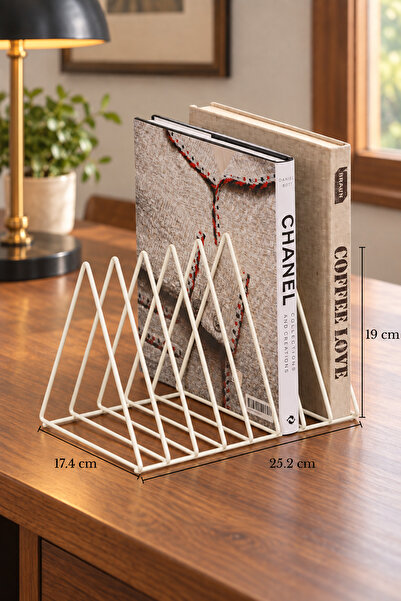 Edora Home Bej Renk Masa Üstü Kitap Düzenleyici Ofis Salon Organizer