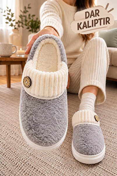 Slipcat Women's Button Detailed, Soft, Plush, Washable Home Slippers, High Th...